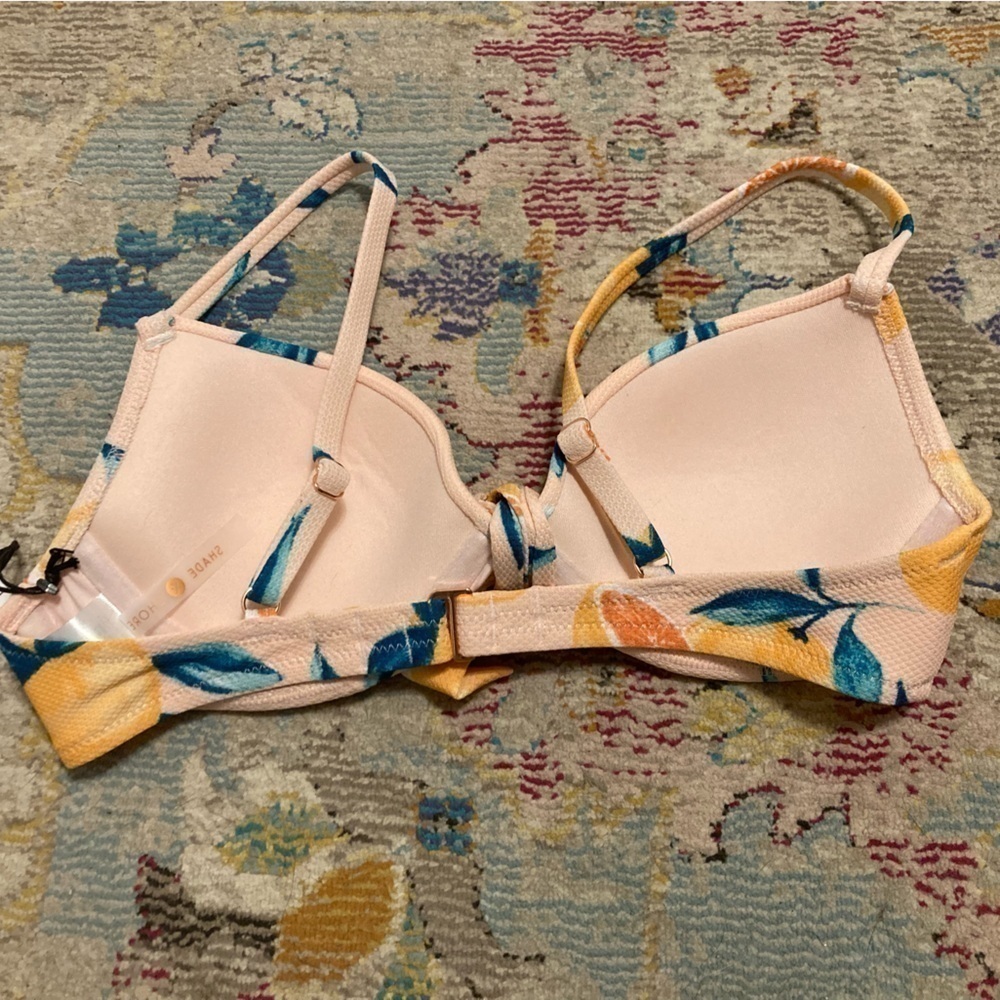 NWT Shade & Shore Grapefruit Pink And Orange Bikini Top Size 32B - Picture 6 of 13